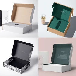 Packaging Shipping Kraft Black Carton Paper Box with Logo Customized Cardboard Corrugated Pink Mailer Clothing Paper Box