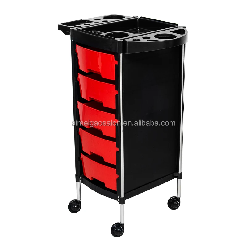Hot Sales red Hair Salon Trolley Practical Mobile Trolley for Barber Shop Beauty Hairdresser Tool Cart Salon Furniture FT-04A