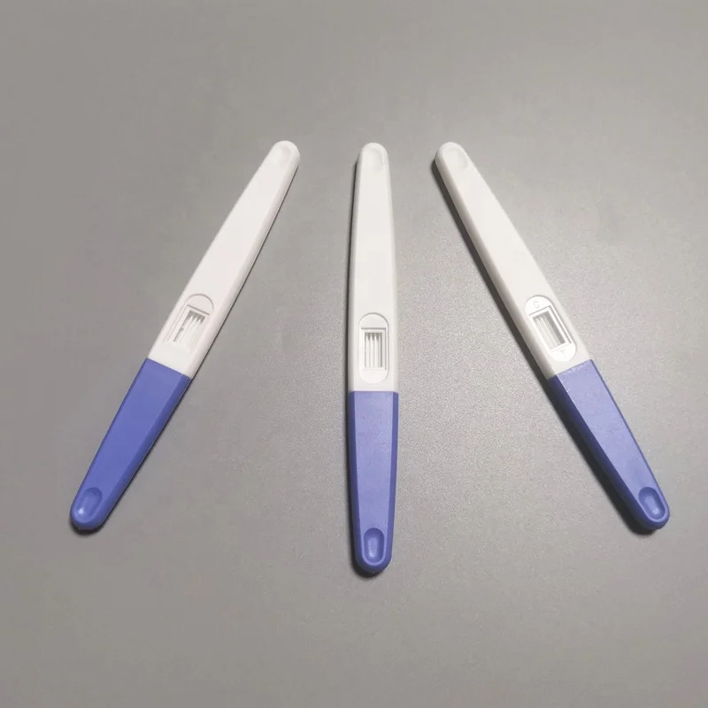 Urine cassette OEM HCG pregnancy test cassette strip 3mm 4mm 6mm pencil shape cassette with pink blue cap