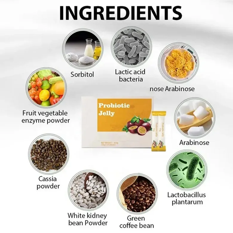 Private Label Vegan Digestive Support and Gut Health Prebiotic Supplement Organic Herbal Probiotics Jelly