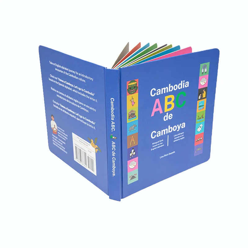 Custom Kids Hardcover Board Book Printing Services Children Thick Board English Books Round Corner White Cardboard CMYK Gua