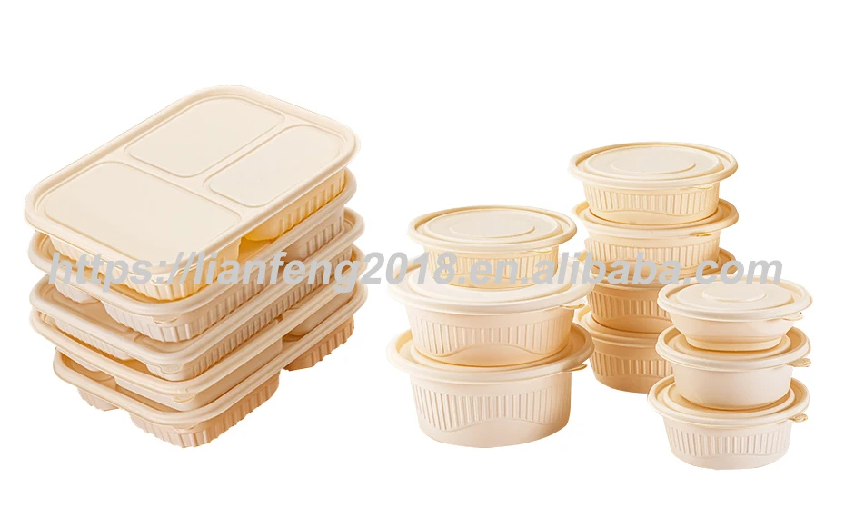 China 100% Eco Biodegradable Compostable Bamboo Powder Disposable Food Container Food Tray And Box