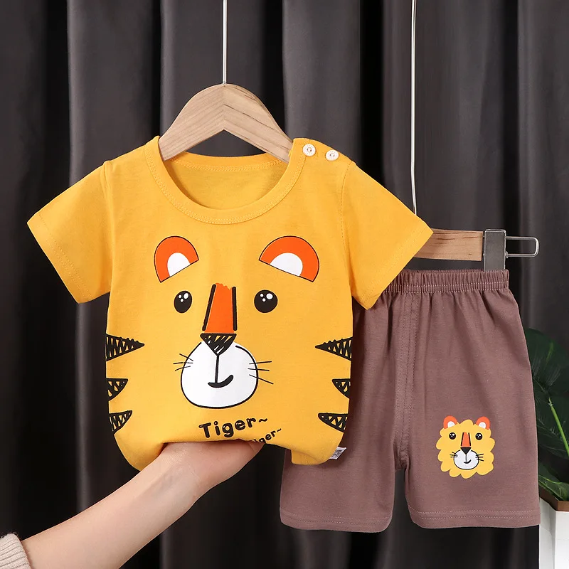 Kids Summer Boys Girls Short Sleeve Set Baby T-shirt Shorts Set Summer Kid Clothes Boys Clothes Set