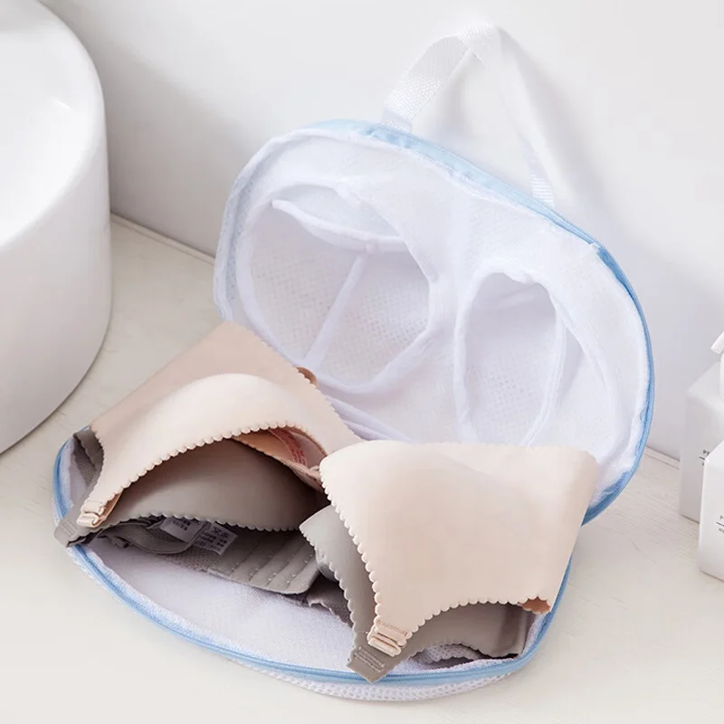 Household Reusable Mesh Bra Washing Bag with Zipper Underwear Laundry Storage Bag for Clothes Bathroom Applicable