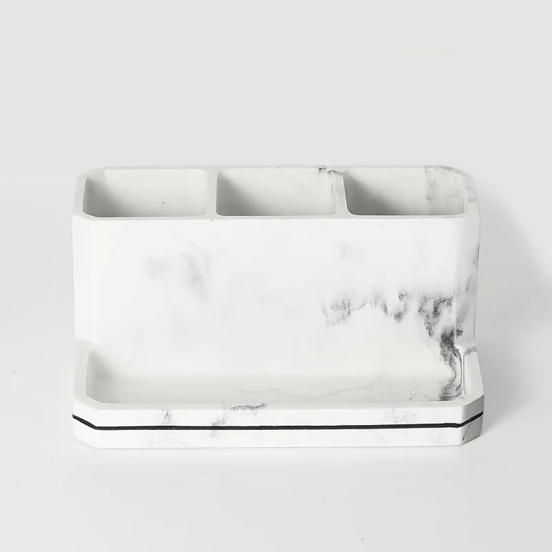 Custom Resin Bathroom Set Lotion Dispenser Soap Dish Tumbler Bathroom Accessories Set Marble White Resin Bathroom Accessories