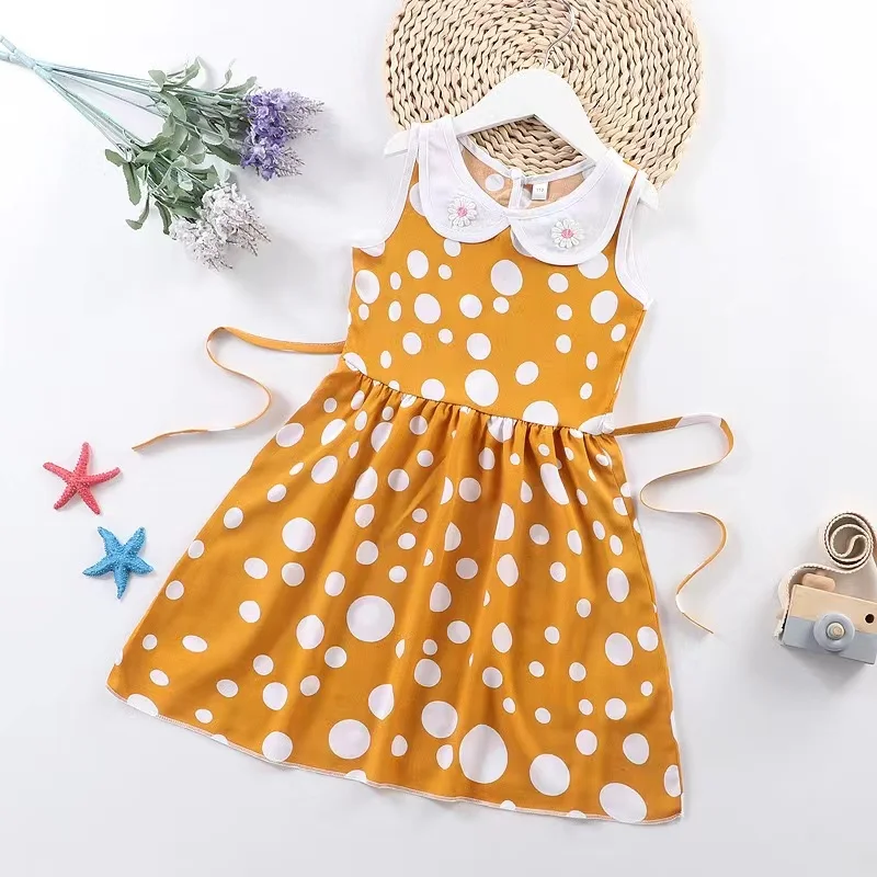 2022 new design ruffle sleeve dress lovely animal print summer children girl dress clothes