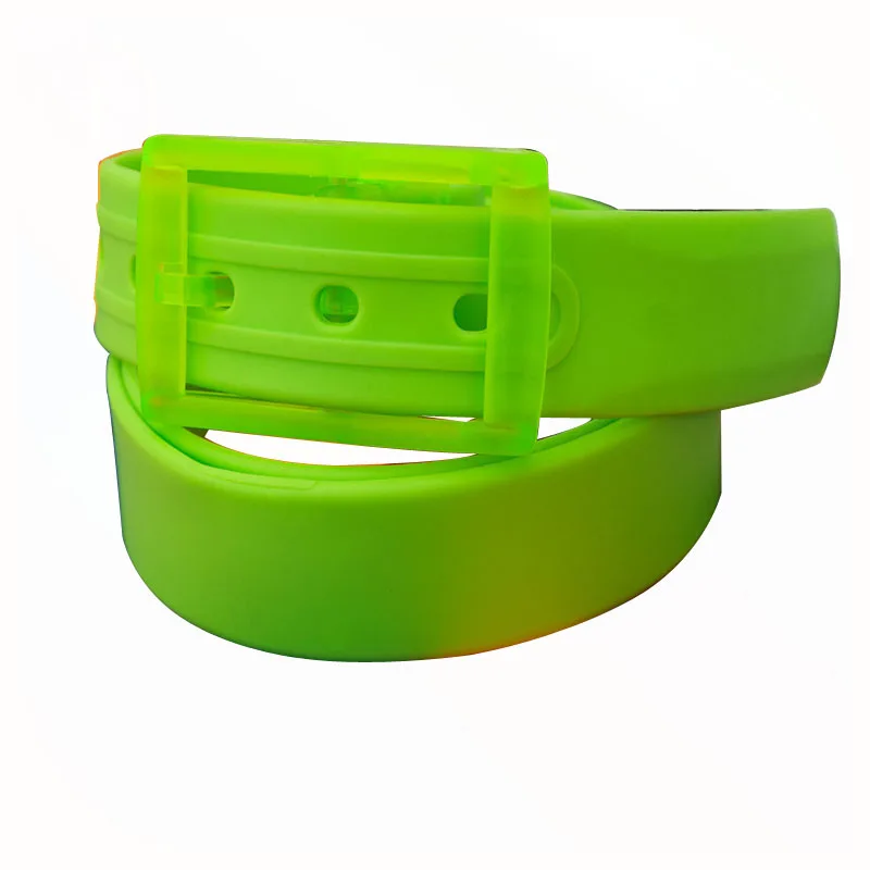 Цветной силиконовый поясной ремень с пластиковой пряжкой в стиле унисекс