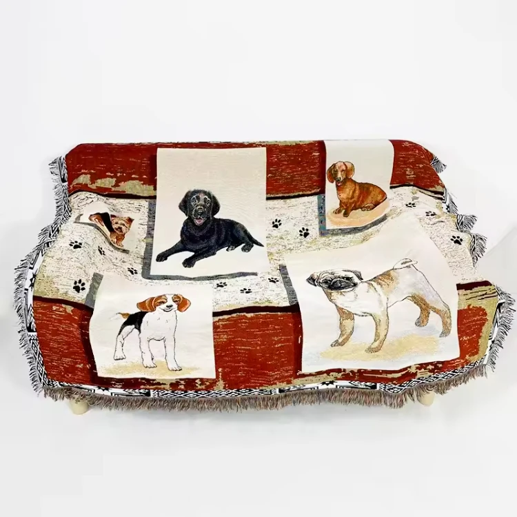 100% cotton weaving accept custom jacquard artwork with logo  throws sofa tapestry woven throw blanket