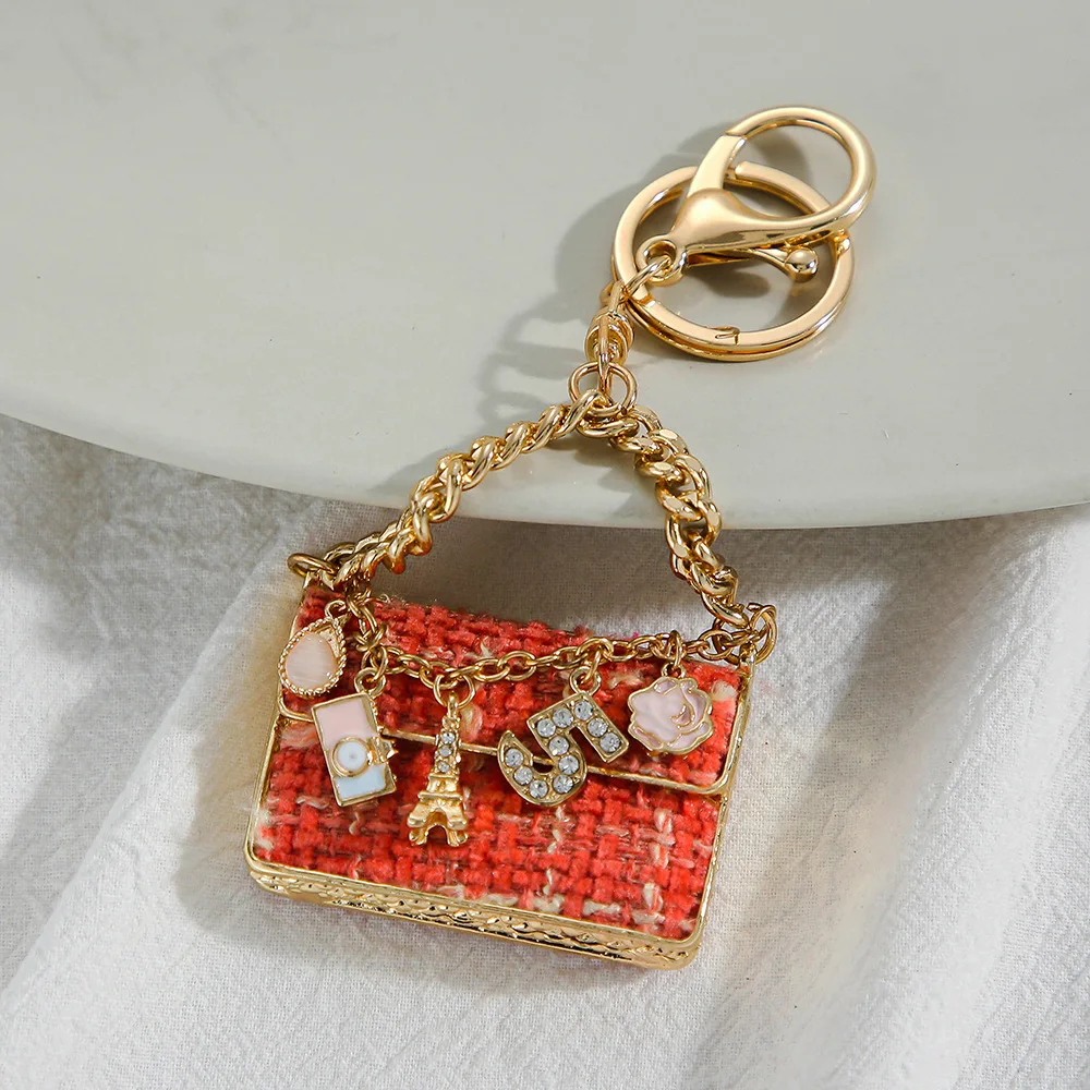 Korean Crystal Rhinestone Handbag Shape Keychain Keyring Lanyard Llavero Sparkling Purse Bag Charm Crystal Rhinestone Keychain