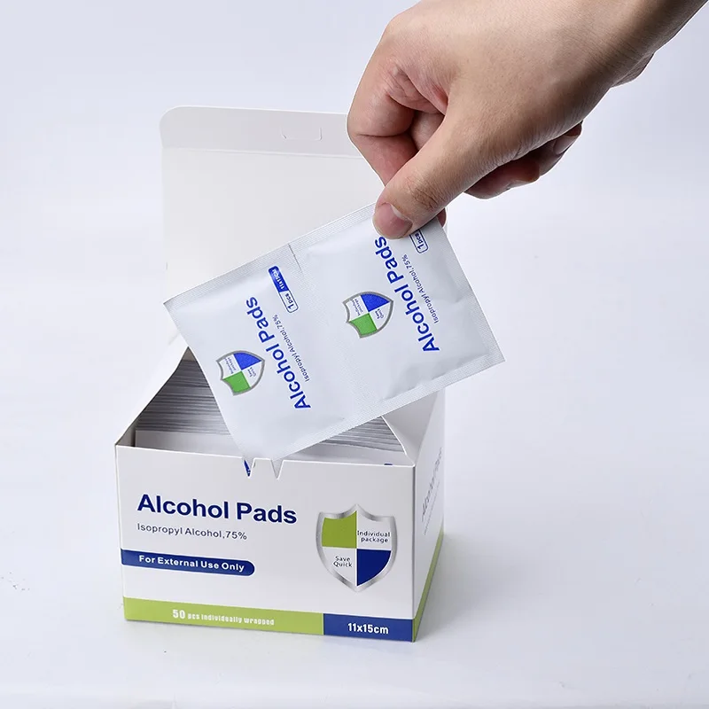 OPULA 50pcs Antiseptic Dis-infectant Surface Cleaning Alcohol Hand Wet Wipes Alcohol Prep Pads Big Size Alcohol Cleaning Wipes
