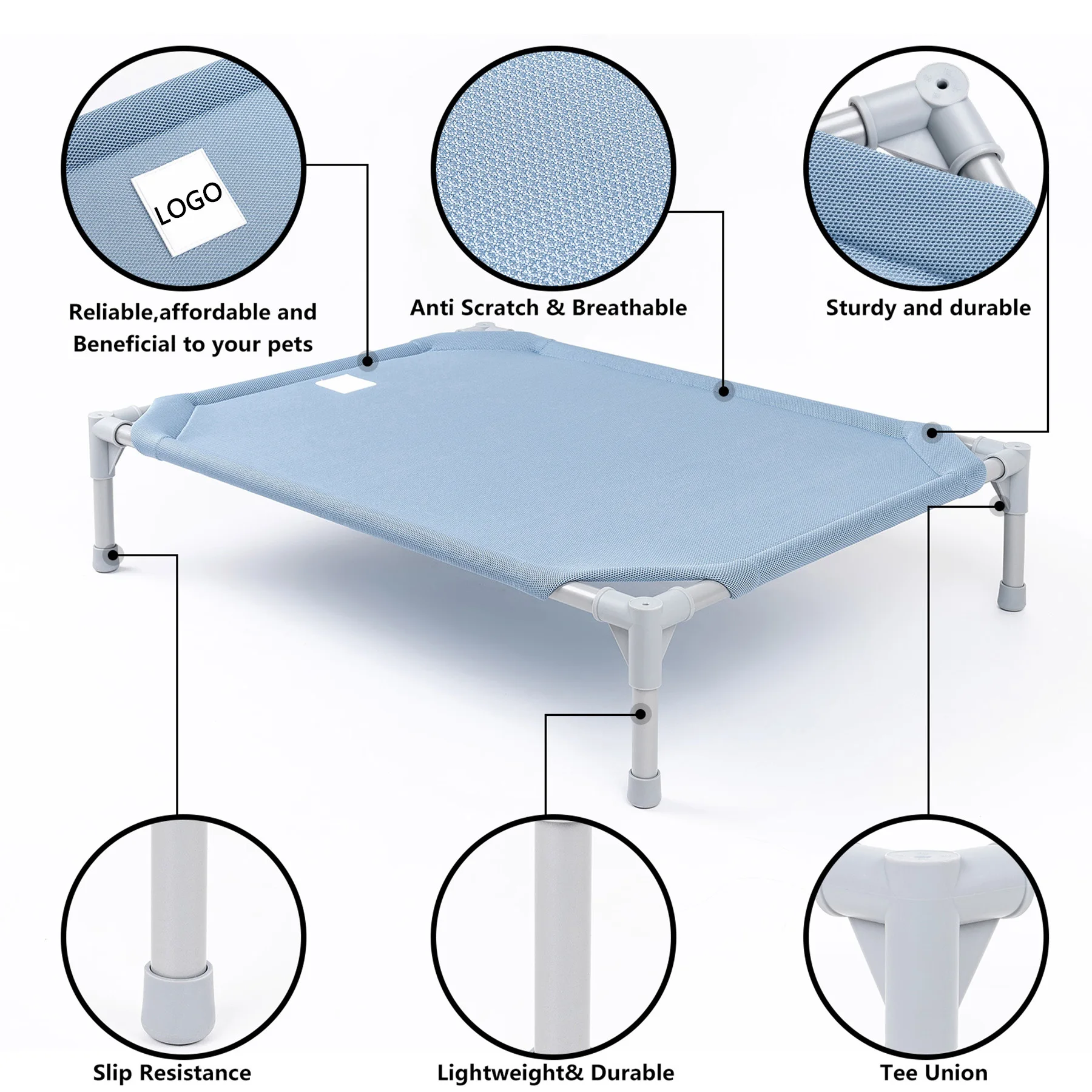 Wholesale Portable Orthopedic Elevated Hammock Dog Bed with Removable Washable Cover, Raised Cot with Sherpa Foam Cushion