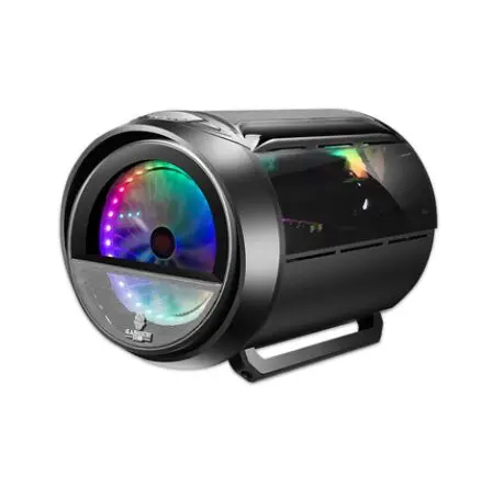 Panoramic ITX Case RGB, Round Desktop Computer Gamer Cabinet, USB 3.0 + 20CM Fan, PC MOD Box-Vitality Bomb