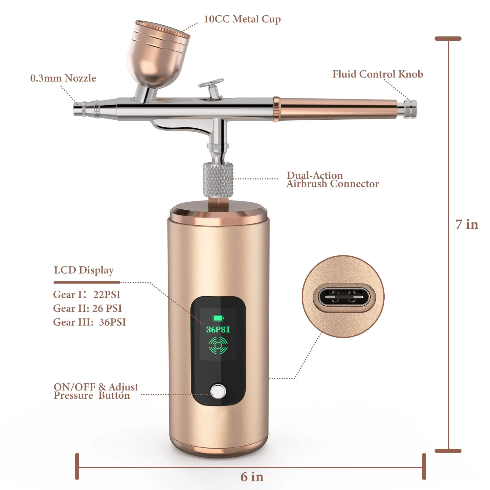 36PSI Cordless Airbrush Handheld Spray Diy Nail Paint Gun Portable Wireless Airbrush Compressor Kit For Cake Decoration