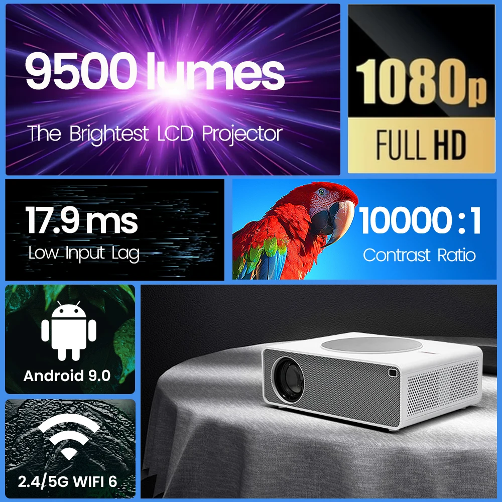 Умный проектор Touyinger Q10 на Android портативный мини-проектор для наружного использования 4 К видео 1080P домашний