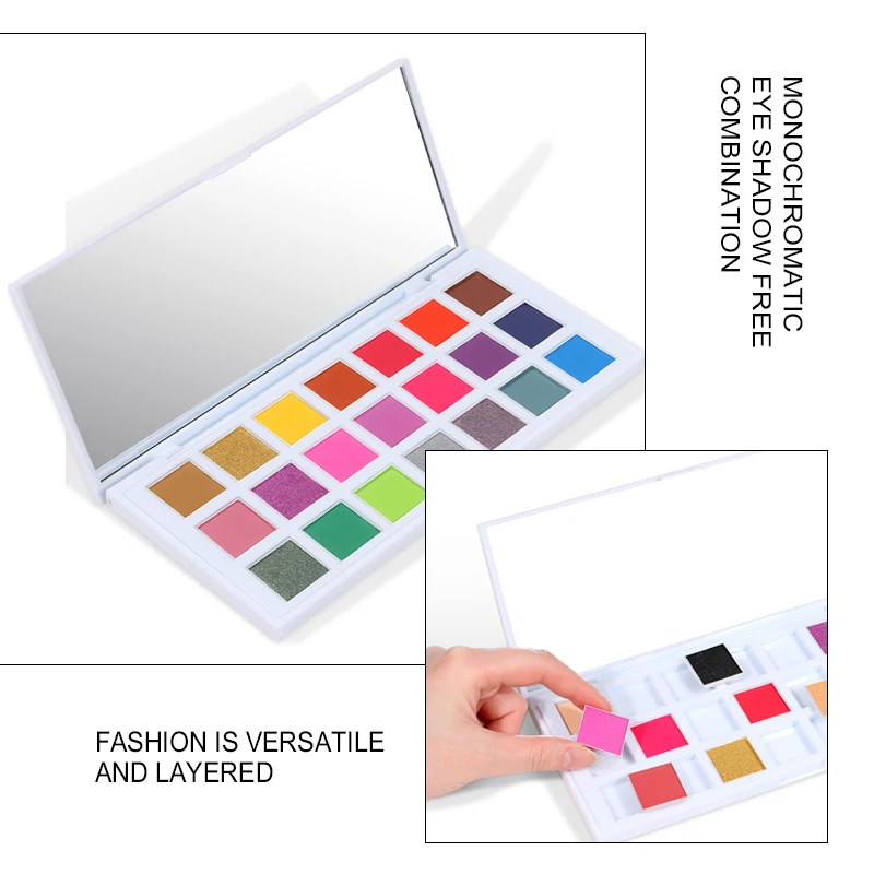 21 square pan white makeup eyeshadow palette private label talc free eyeshadow palette
