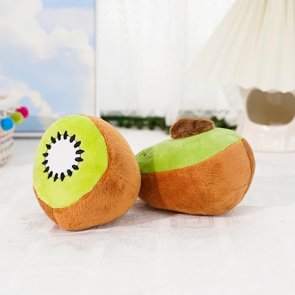 Pet Plush Toy Kiwi Fruit Avocado Design Pet Molar Teeth Plush Toys  Soft Squeaky Pet Dog Interactive Toy