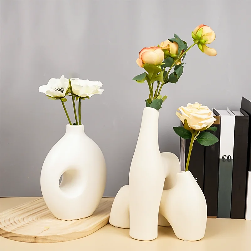Wholesale Elegant Fashion Cylinder Flower Vase Wedding Decoration Table Ceramic Vase Flower Vase