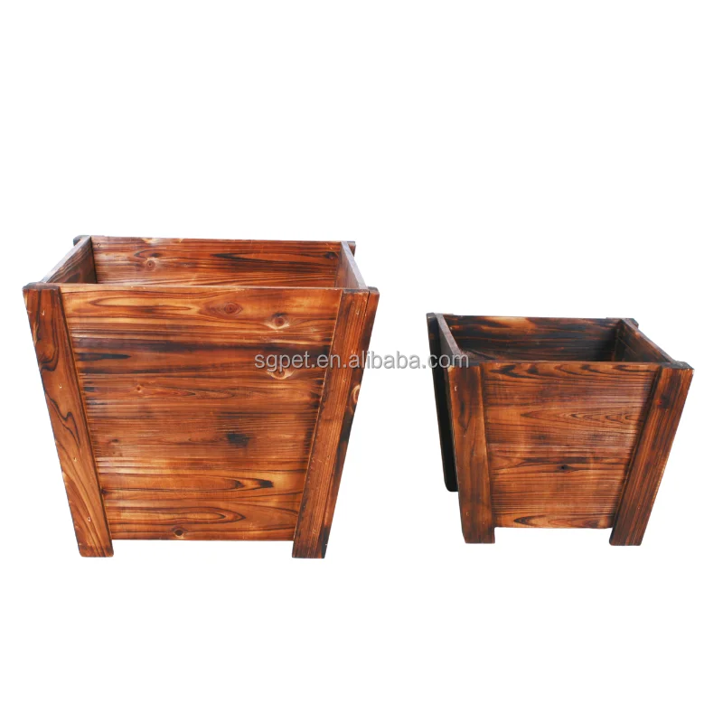 Tapered Square Planter Box Wooden Barrel Flower Pot Decoration Wholesale Customize Wooden Carton Box Country FIR Accepatble