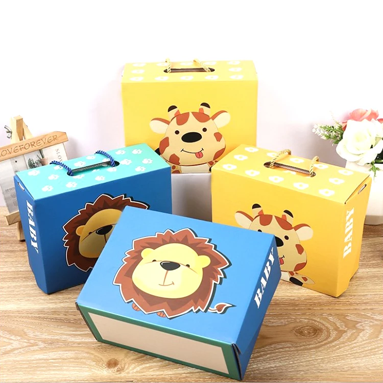 Cartoon Children Luxury Shoe Boxes Custom Folding Receiving Toy Gift Hand-Held Packaging Carton Color Baby Shoe Packaging Box