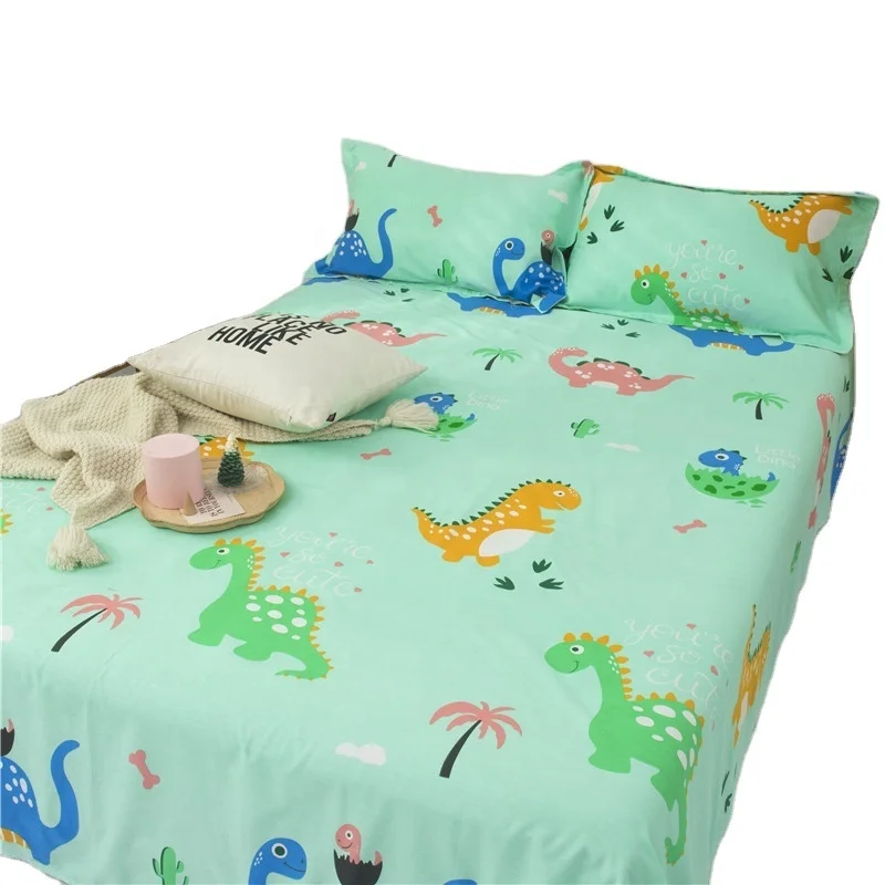 Super hot sale 100% cotton cute dinosaur kids design bedding set bed linen bed sheet