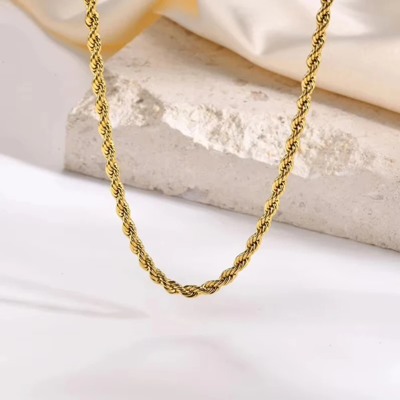 Wholesale Custom 14K 18K Gold Rope Chain For Men Women Necklaces Stainless Steel Chain For Jewelry Making