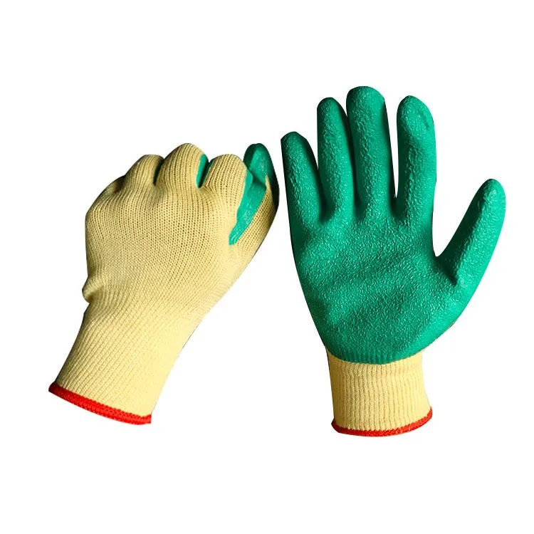 
Wholesale best quality green 21 cotton latex coated knit safty thermal working glove crinkle finish 