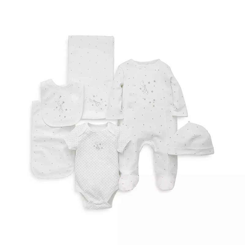 Organic cotton baby Convertible Gown Striped Blanket infant outfit sleep wear for baby newborn gift set custom baby clothing set