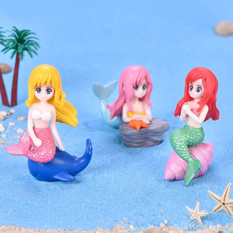 CP007 Cartoon Shell Mermaid Resin Crafts Mini Micro Landscape Ornaments Miniatures Decor Accessories Table Home Decoration