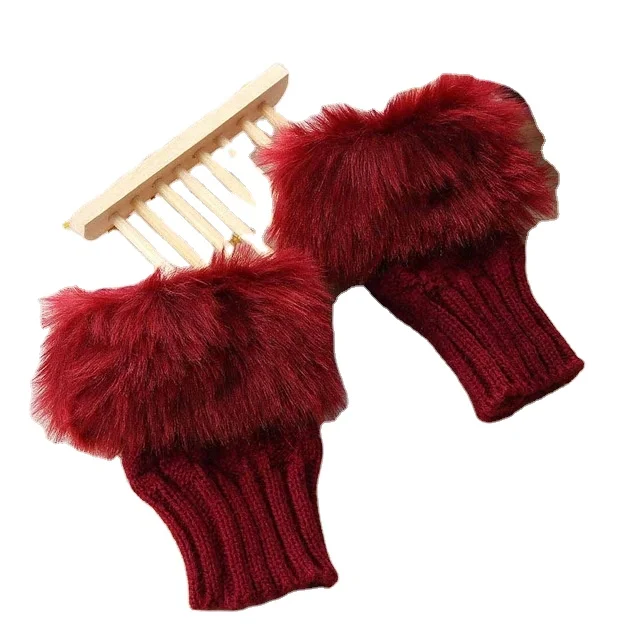 1 пара модные женские вязаные перчатки из искусственного кроличьего меха