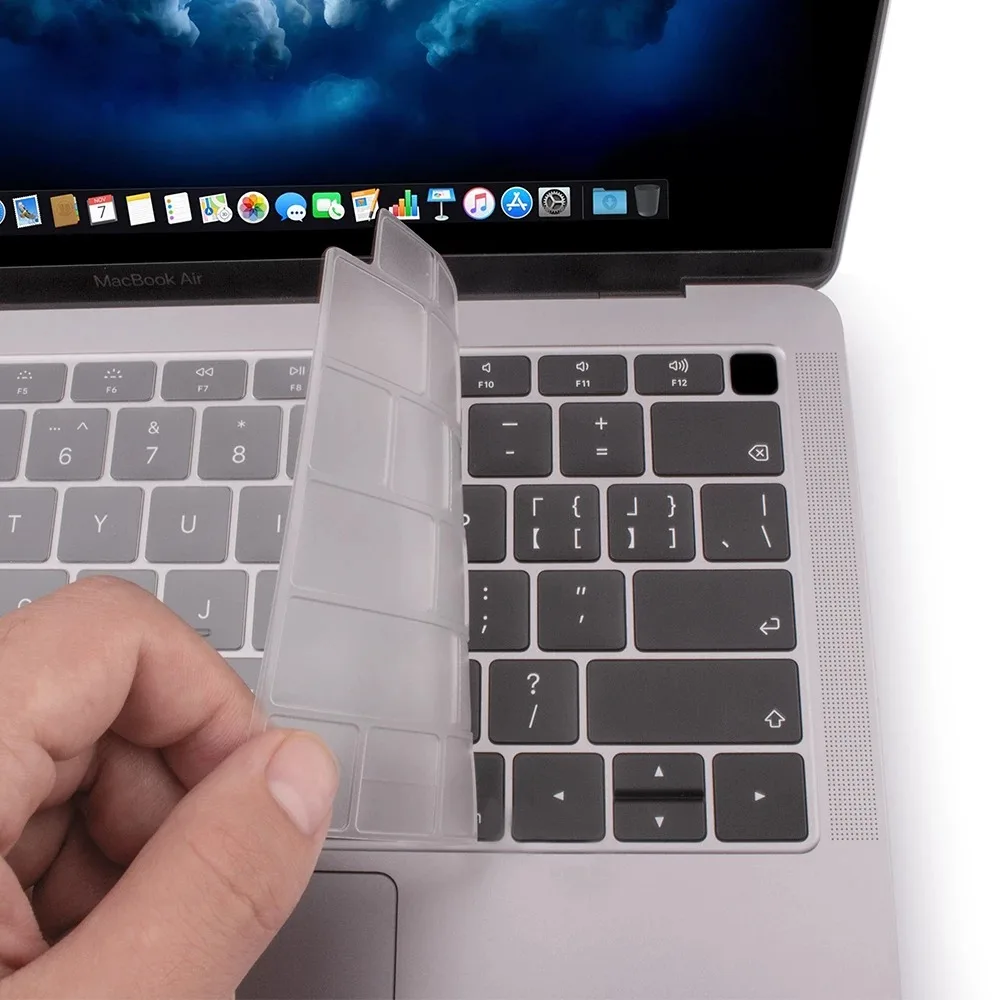 JCPAL FitSkin Ультра Прозрачный тонкий протектор клавиатуры для MacBook Air (с Touch ID) Водонепроницаемый силикон