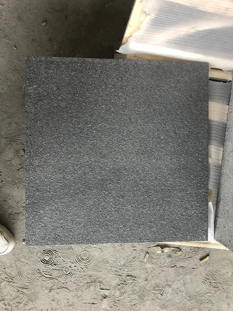 Top Quality Granite Floor Tiles Dark Grey Cutting To Size 60x60 Granite Flamed Tile