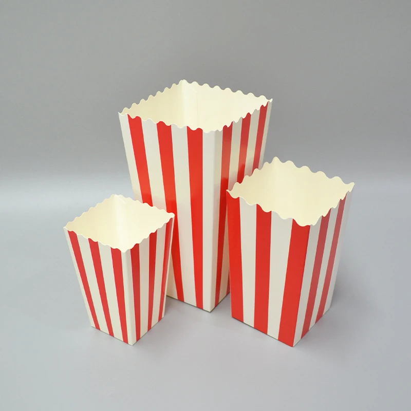 Custom Wholesale Cheap Disposable Pop Corn Packaging Classic Party Food Grade Popcorn Box