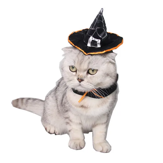 Wholesale Dog Cat Halloween Hat Neckerchief Holiday Cosplay Clothes Pet Wizard Hat