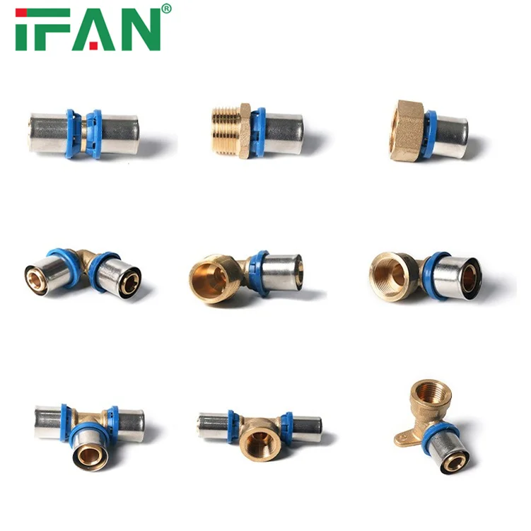 IFAN Factory Floor Heating 16mm-32mm PEX Pipe Fitting Crimp Copper Brass Press PEX Fittings
