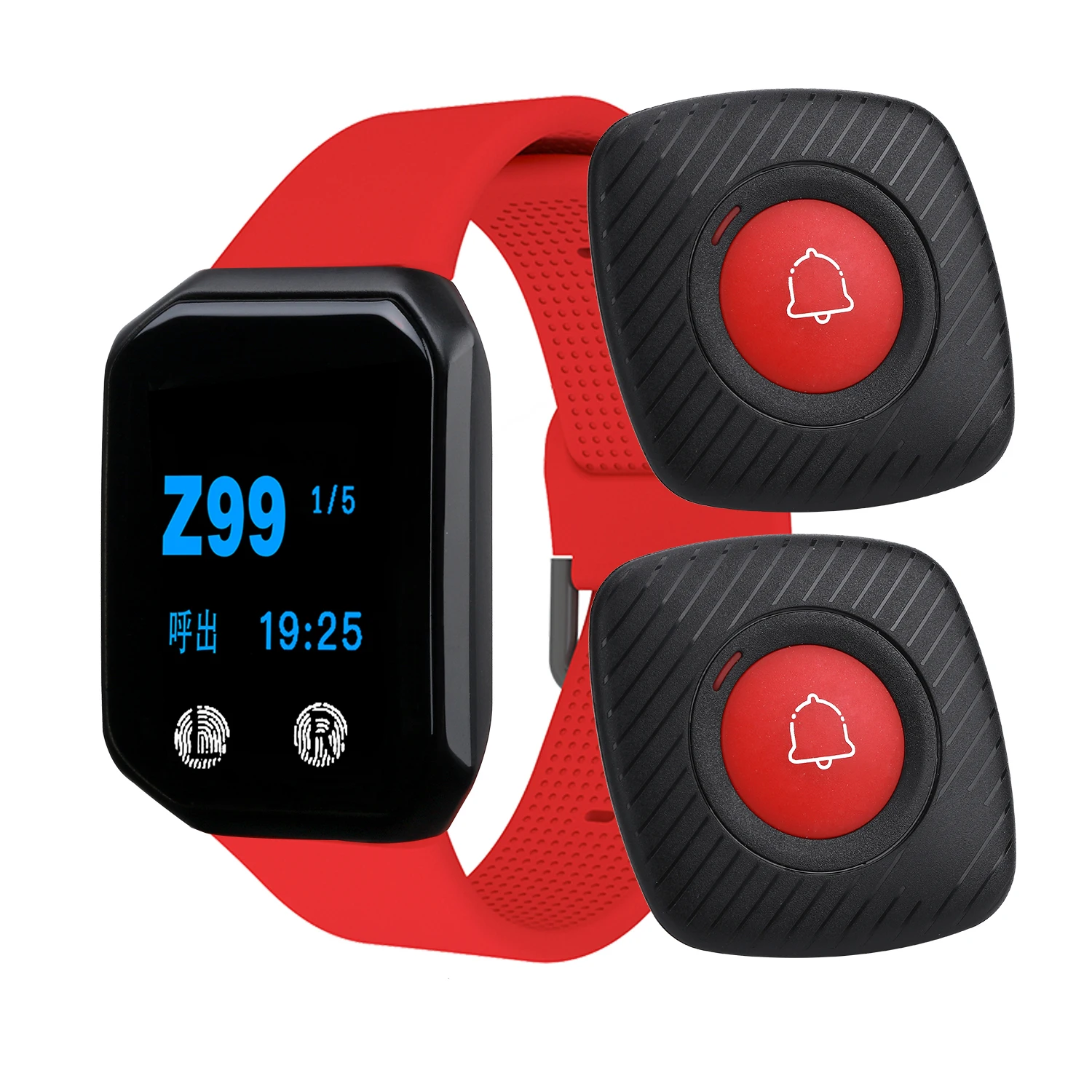 BYHUBYENG one watch pager  2 call  buttons  Receiver Wireless Calling System Waterproof Restaurant  Wrist Watch Pager