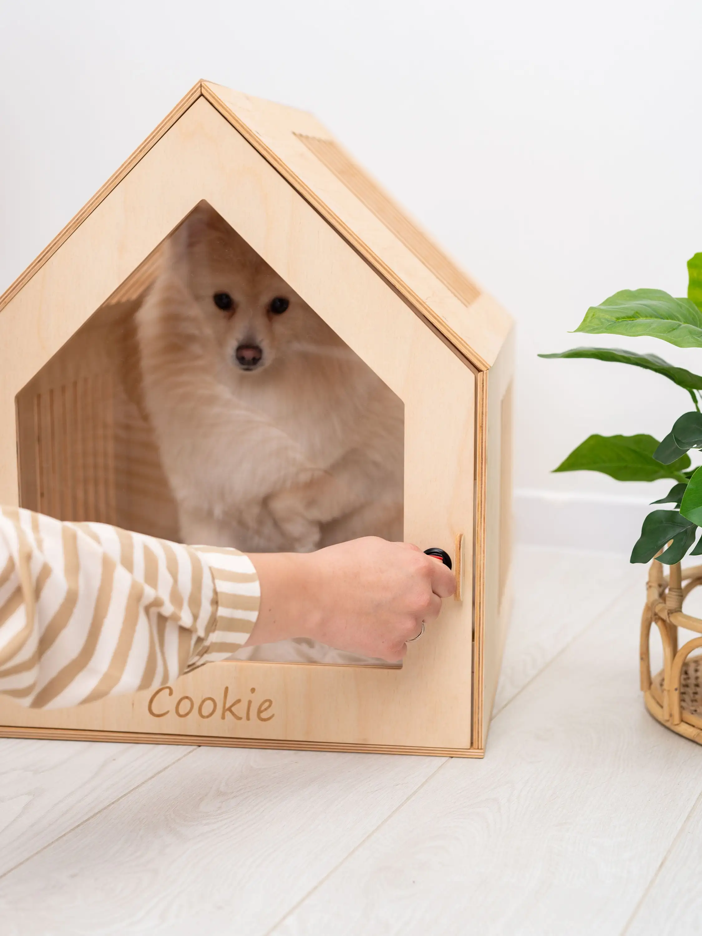 Modern Luxury Wood Cat Shelter Bed Cave Geometric Side Table Premium Modern Dog Kennel Indoor Dog House