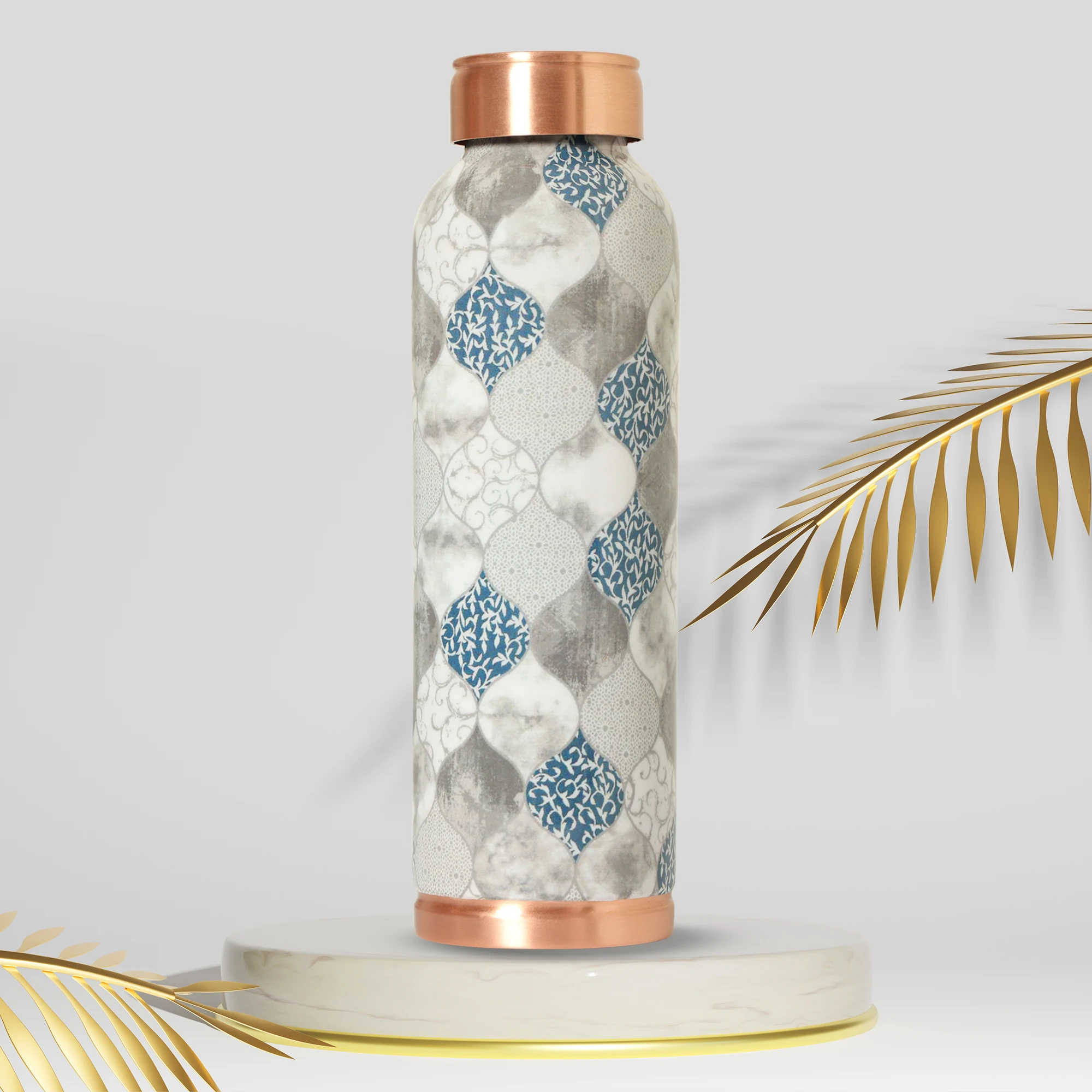 New Arrival Decorative India Copper 1 Liter Water Bottle With Leak and Rust Proof Protection for Home and Office