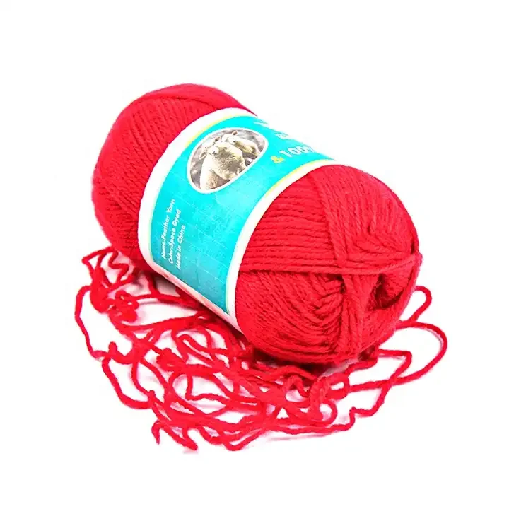 Kingeagle Wholesaler Direct Sale 100%Polyester Fabric Red Wool Sweater Hand Knitting Yarn