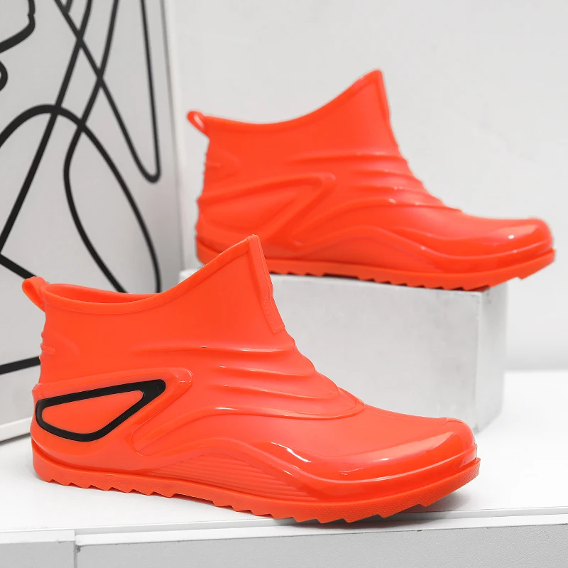 Rain Boots Men Fashion Ankle Rubber Shoes Waterproof Kitchen Insulated Rubber Fishing Work Safety Shoes