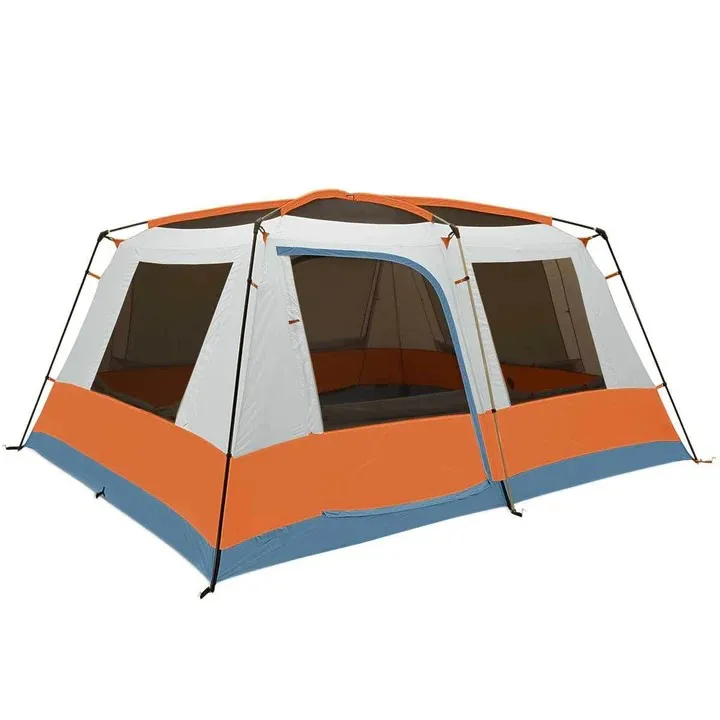Durable Waterproof Family Camping Tent with Easy Setup 2 Large Doors Mesh Windows Divider Powerport Storage Pockets