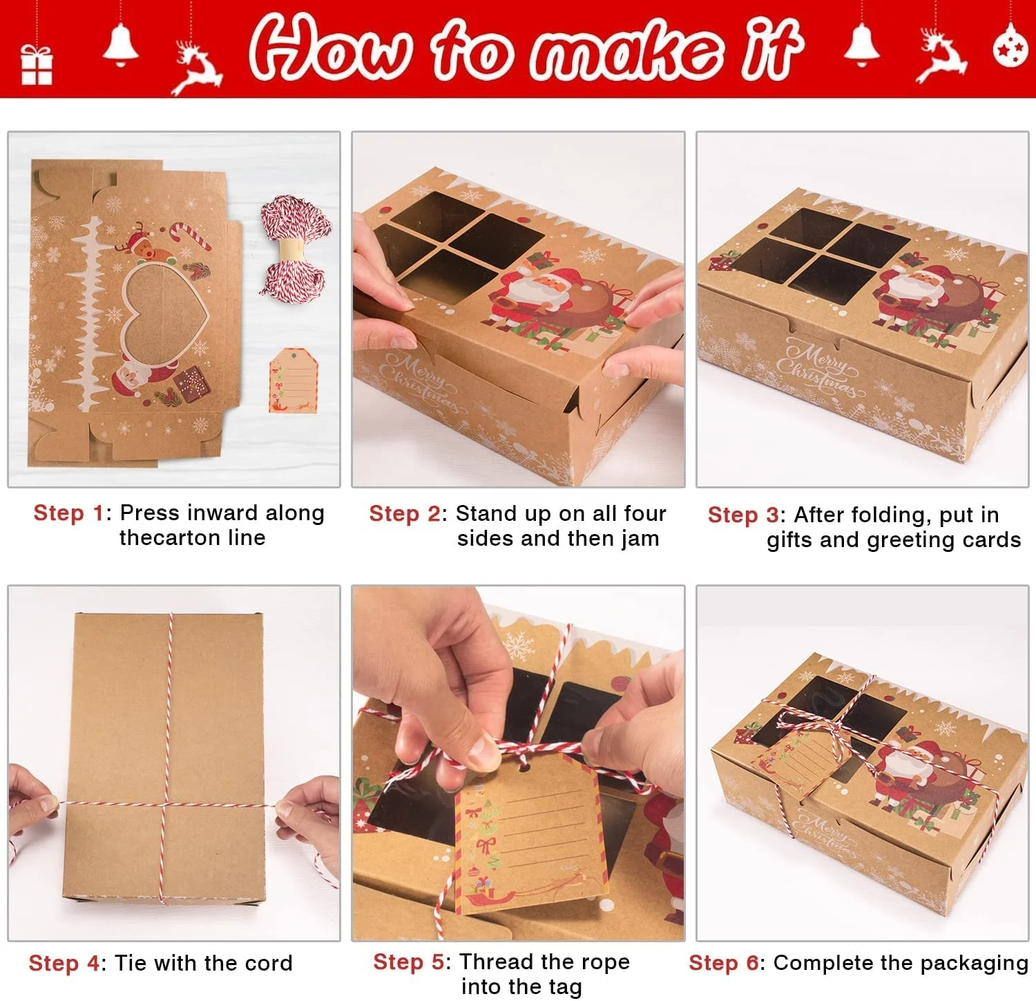 2022 Christmas Cookie Cake Candy Cardboard Boxes Food Bakery Treat Gift Boxes With Window