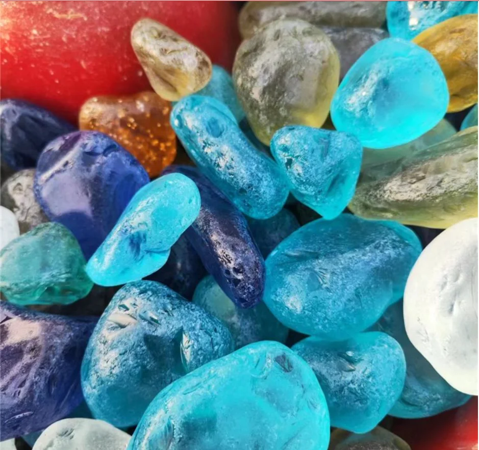 Large supply of high-quality colored glass rocks  landscaping glass sea glass landscaping