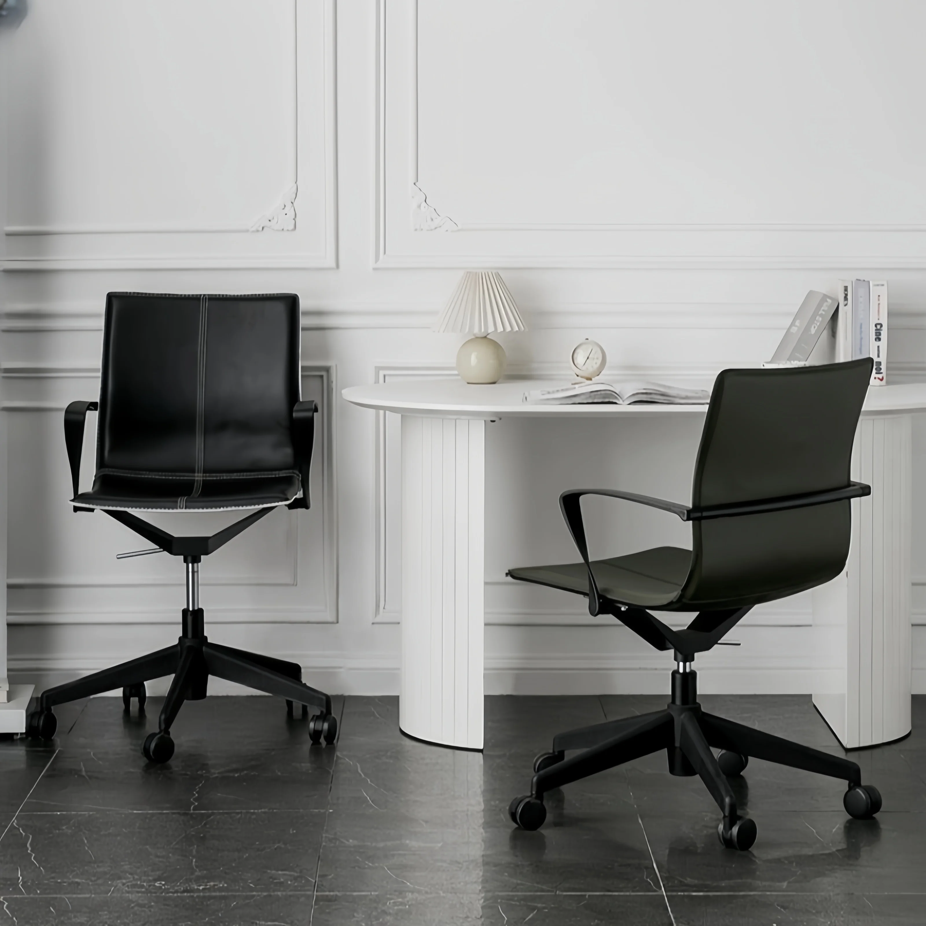 Durable Rotating Wheel Office Chair with Fixed Armrests Modern Design for Home School and Living Room Visitor Waiting Furniture