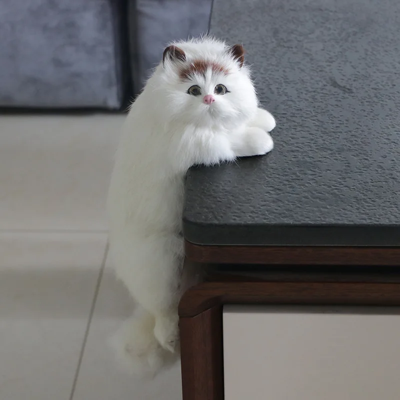 Factory Price Realistic Furry Hanging Cat Cute Simulation Plush Cat Doll Animal Figurines Home TV Decoration Kitten Model