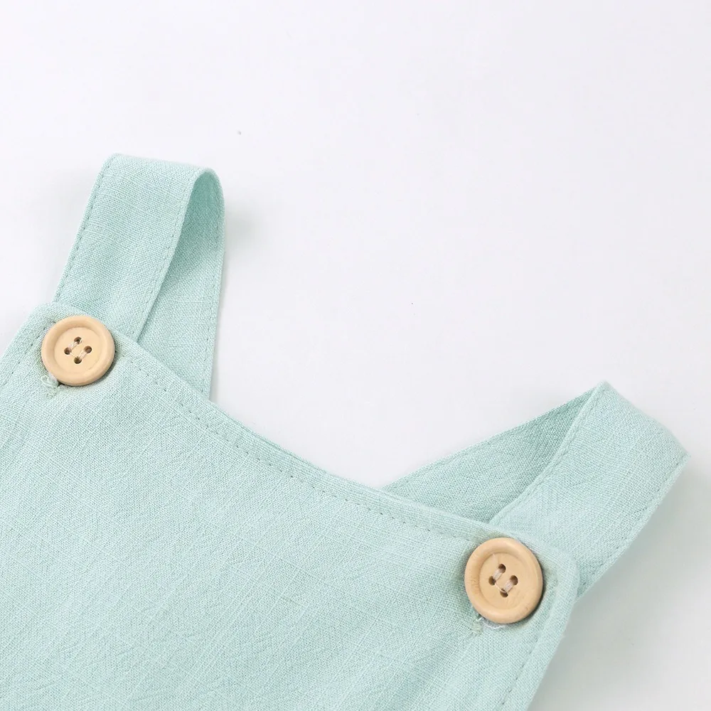 Summer strap rompers wholesale 100% cotton and linen sling triangle organic sleeveless romper baby bodysuit