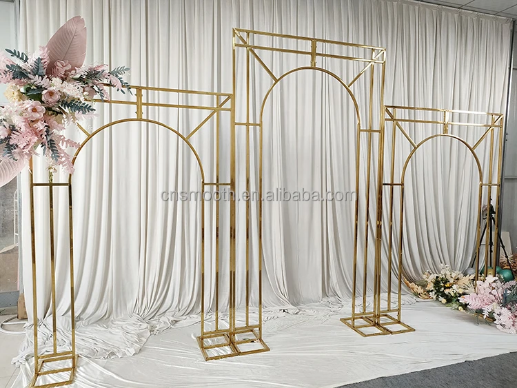 Wedding Event Decoration Square Arch Metal Gold Mirror Acrylic Arch For Backdrop