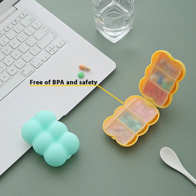 Pill Case Portable Small Weekly Travel Pill Organizer Portable Pocket Pill Box Dispenser for Purse Vitamin Fish Oil