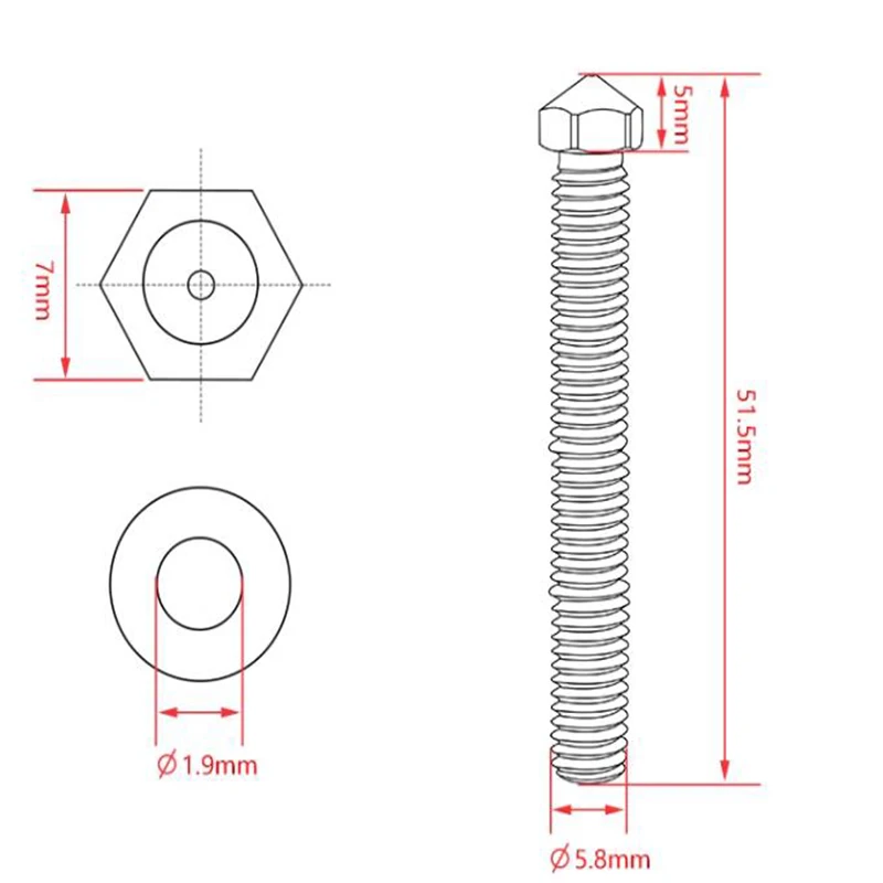 WS2293 3D printer accessories large flow and large diameter brass nozzle extended volcano super nozzle E3D nozzle