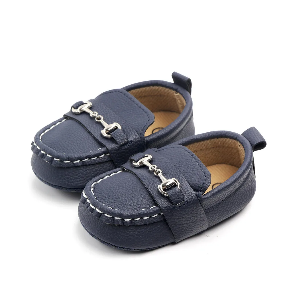High quality New Fashion Soft Bottom Infants Boys Girls Loafers Shoes Newborn Solid PU Leather Baby Casual