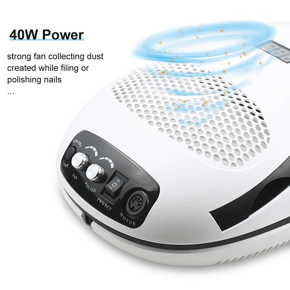 4-in-1 Nail Uv Lamp Fan Suction Dust Cleaner 140w Manicure Polishing Collector vacuum cleane Professional Salon Dryer Dust Clean